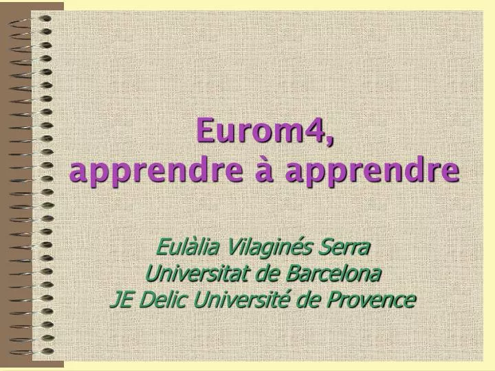 eurom4 apprendre apprendre