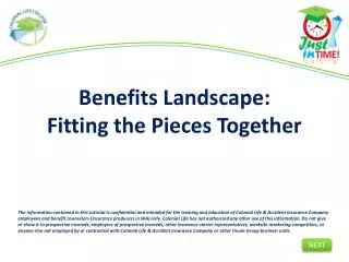 Benefits Landscape: Fitting the Pieces Together