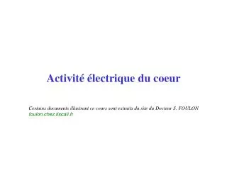 activit lectrique du coeur