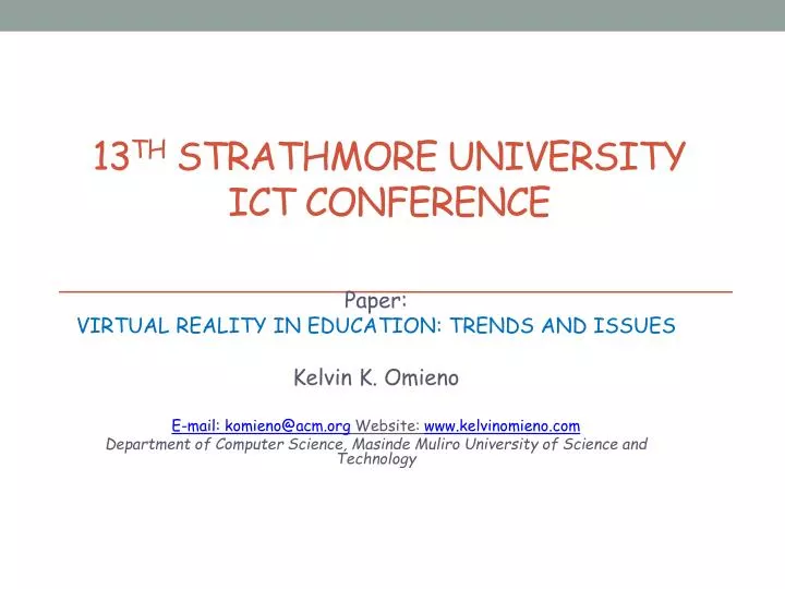 13 th strathmore university ict conference