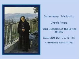 Sister Mary Scholastica Orsola Rivata Pious Disciples of the Divine Master