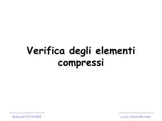 verifica degli elementi compressi