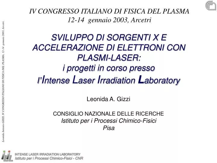 leonida a gizzi consiglio nazionale delle ricerche istituto per i processi chimico fisici pisa