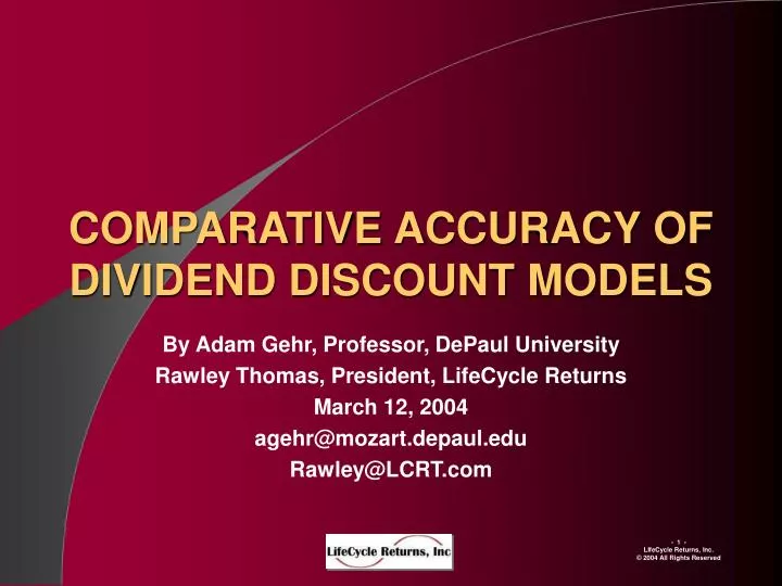 comparative accuracy of dividend discount models