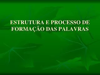 estrutura e processo de forma o das palavras