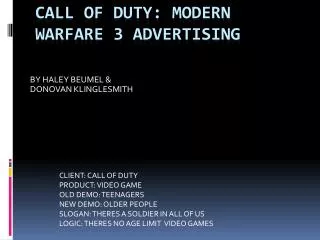 CALL OF DUTY: MODERN WARFARE 3 ADVERTISING