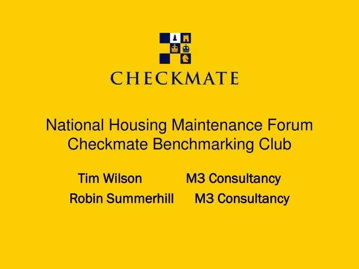 national housing maintenance forum checkmate benchmarking club