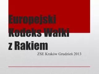 europejski kodeks walki z rakiem