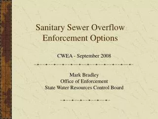 Sanitary Sewer Overflow Enforcement Options
