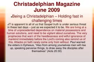 Christadelphian Magazine June 2009