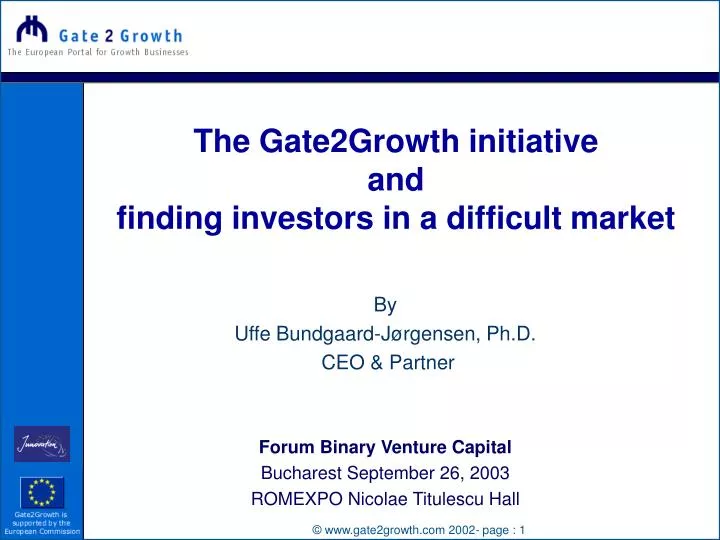 the gate2growth initiative and finding investors in a difficult market