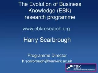 The Evolution of Business Knowledge (EBK) research programme