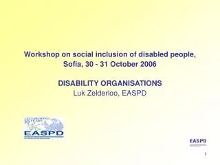 Workshop on social inclusion of disabled people, Sofia, 30 - 31 October 2006
