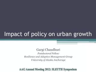 Impact of policy on urban growth