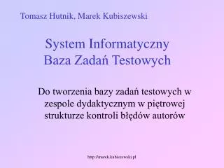 system informatyczny baza zada testowych