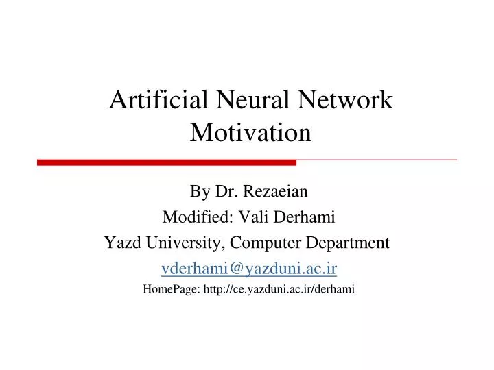 artificial neural network motivation