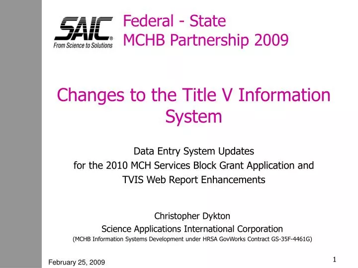 federal state mchb partnership 2009