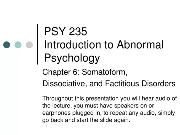 psy 235 introduction to abnormal psychology