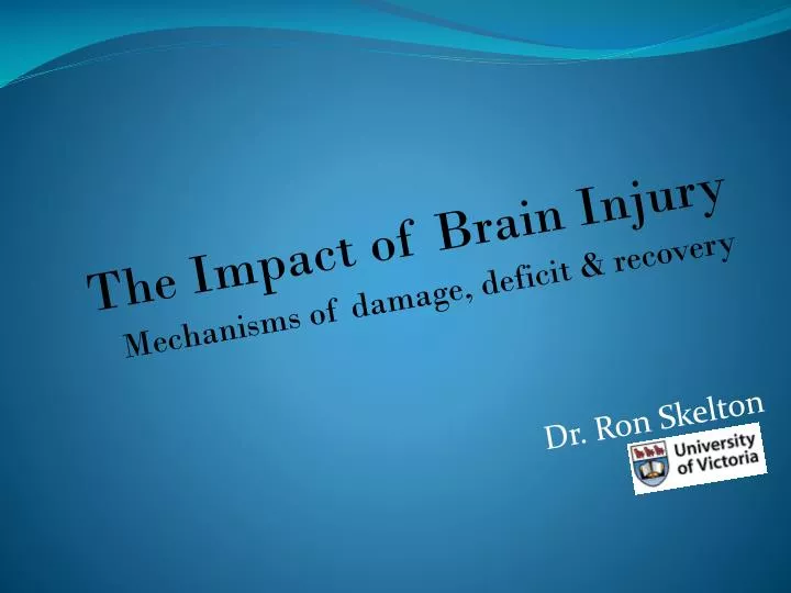 the impact of brain injury mechanisms of damage deficit recovery dr ron skelton
