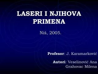 laseri i njihova primena