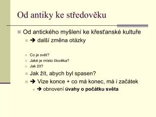 od antiky ke st edov ku