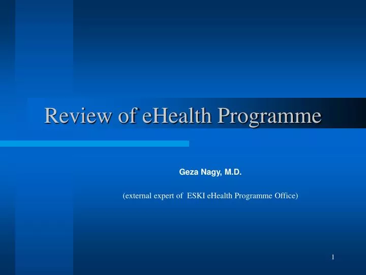 review of ehealth programme