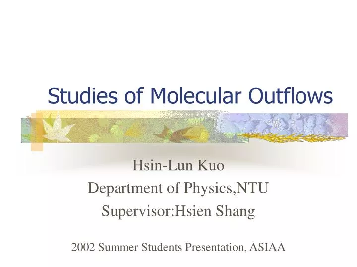 studies of molecular outflows