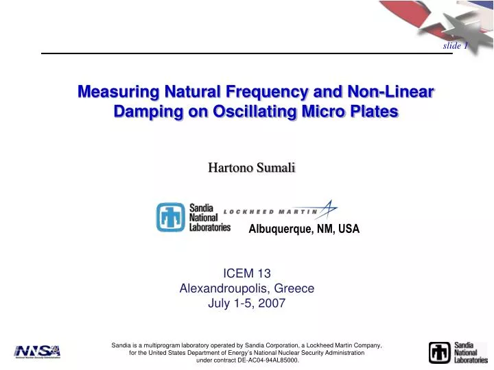 measuring natural frequency and non linear damping on oscillating micro plates