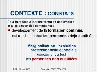 contexte constats