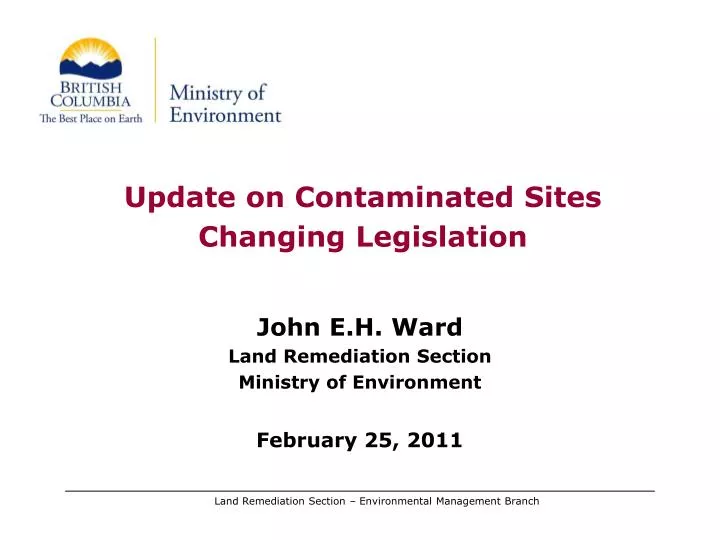 update on contaminated sites changing legislation
