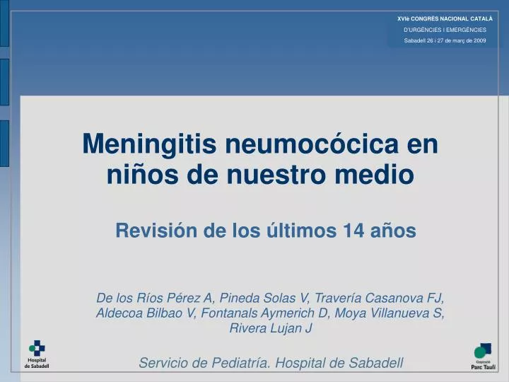meningitis neumoc cica en ni os de nuestro medio