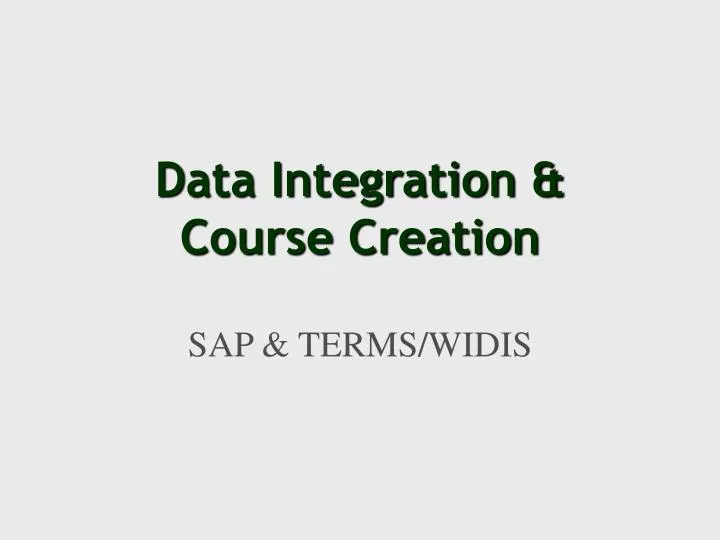 data integration course creation