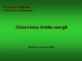 odnawialne r d a energii