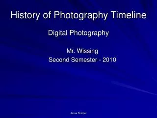 History of Photography Timeline