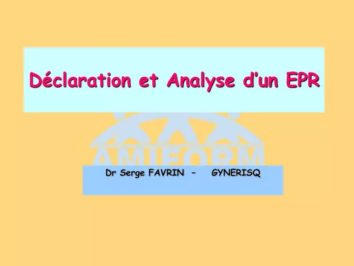 d claration et analyse d un epr