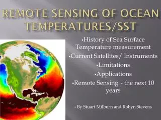 Remote Sensing of Ocean Temperatures/SST
