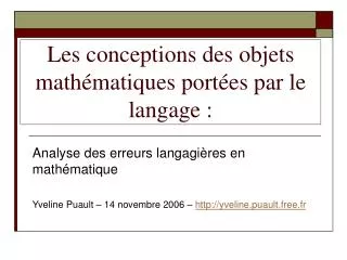 les conceptions des objets math matiques port es par le langage