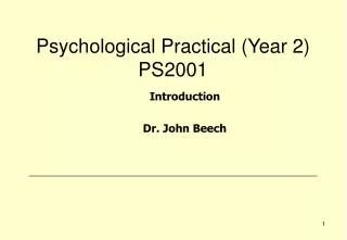 Psychological Practical (Year 2) PS2001