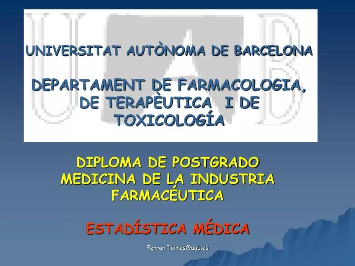 universitat aut noma de barcelona departament de farmacologia de terap utica i de toxicolog a