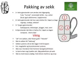 pakking av sekk