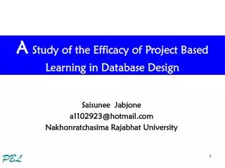 A Study of the Efficacy of Project Based Learning in Database Design