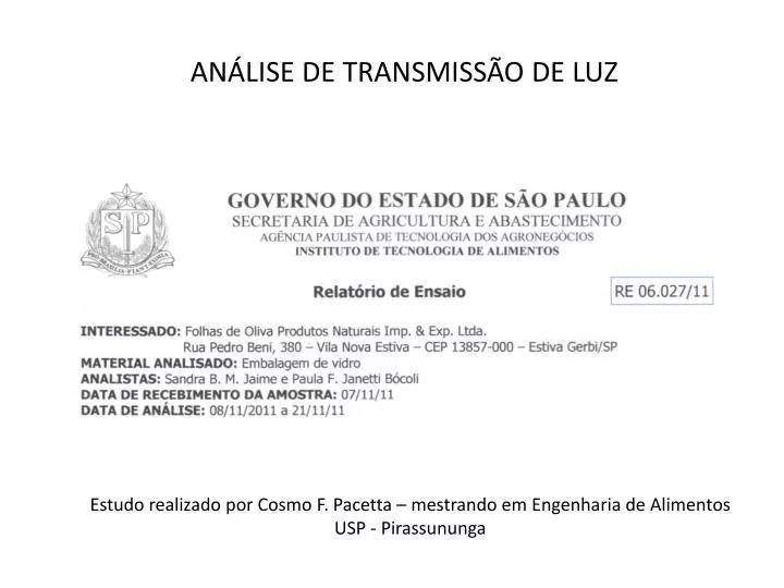 an lise de transmiss o de luz