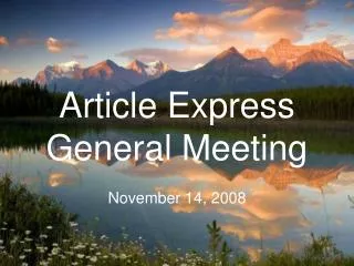 Article Express General Meeting