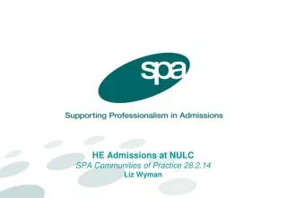 HE Admissions at NULC SPA Communities of Practice 28.2.14 Liz Wyman