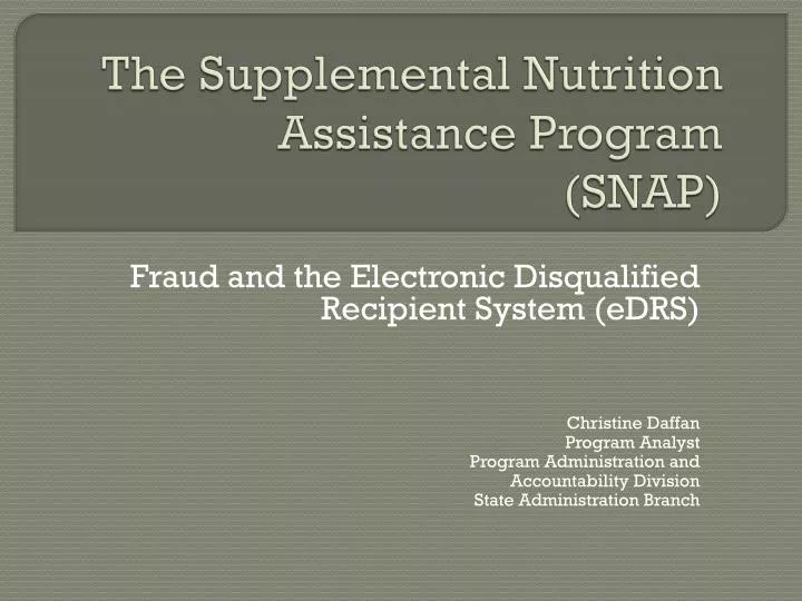 the supplemental nutrition assistance program snap