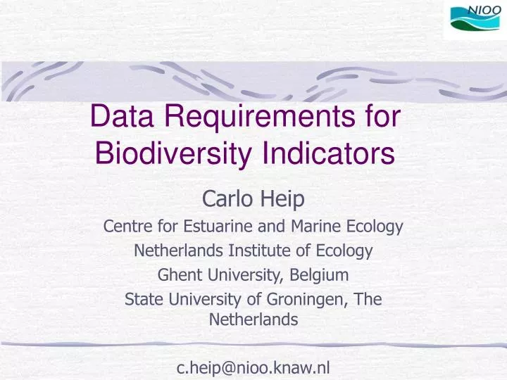 data requirements for biodiversity indicators