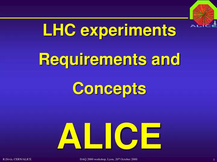 lhc experiments requirements and concepts alice