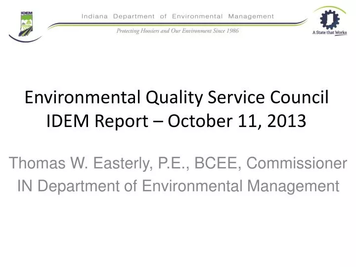 environmental quality service council idem report october 11 2013