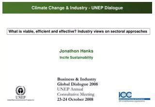 Climate Change &amp; Industry - UNEP Dialogue