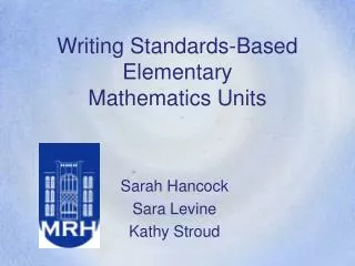 Writing Standards-Based Elementary Mathematics Units